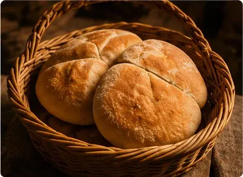 Fresh Moroccan khobz bread
