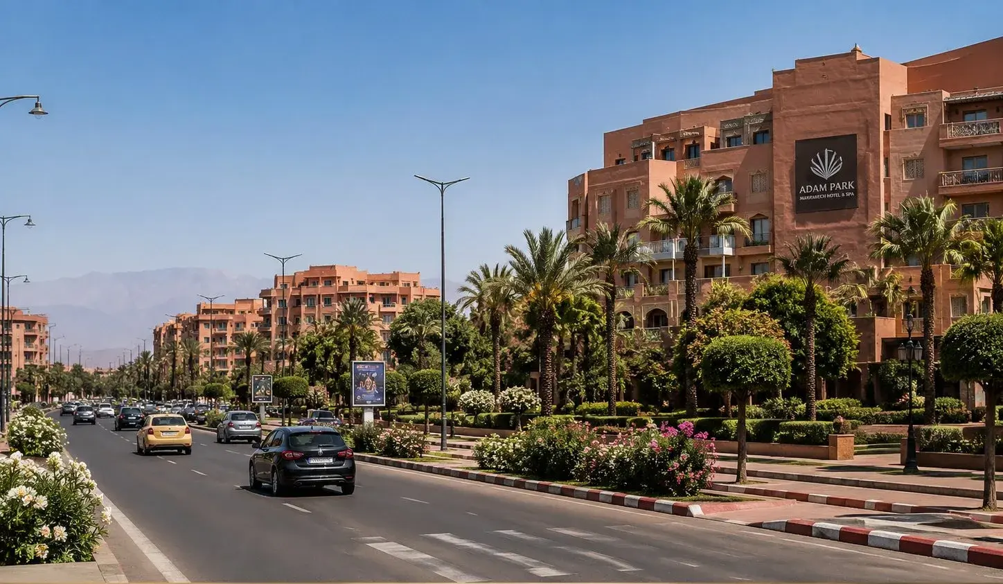 Avenue résidentielle moderne avec resorts et jardins à Agdal, Marrakech